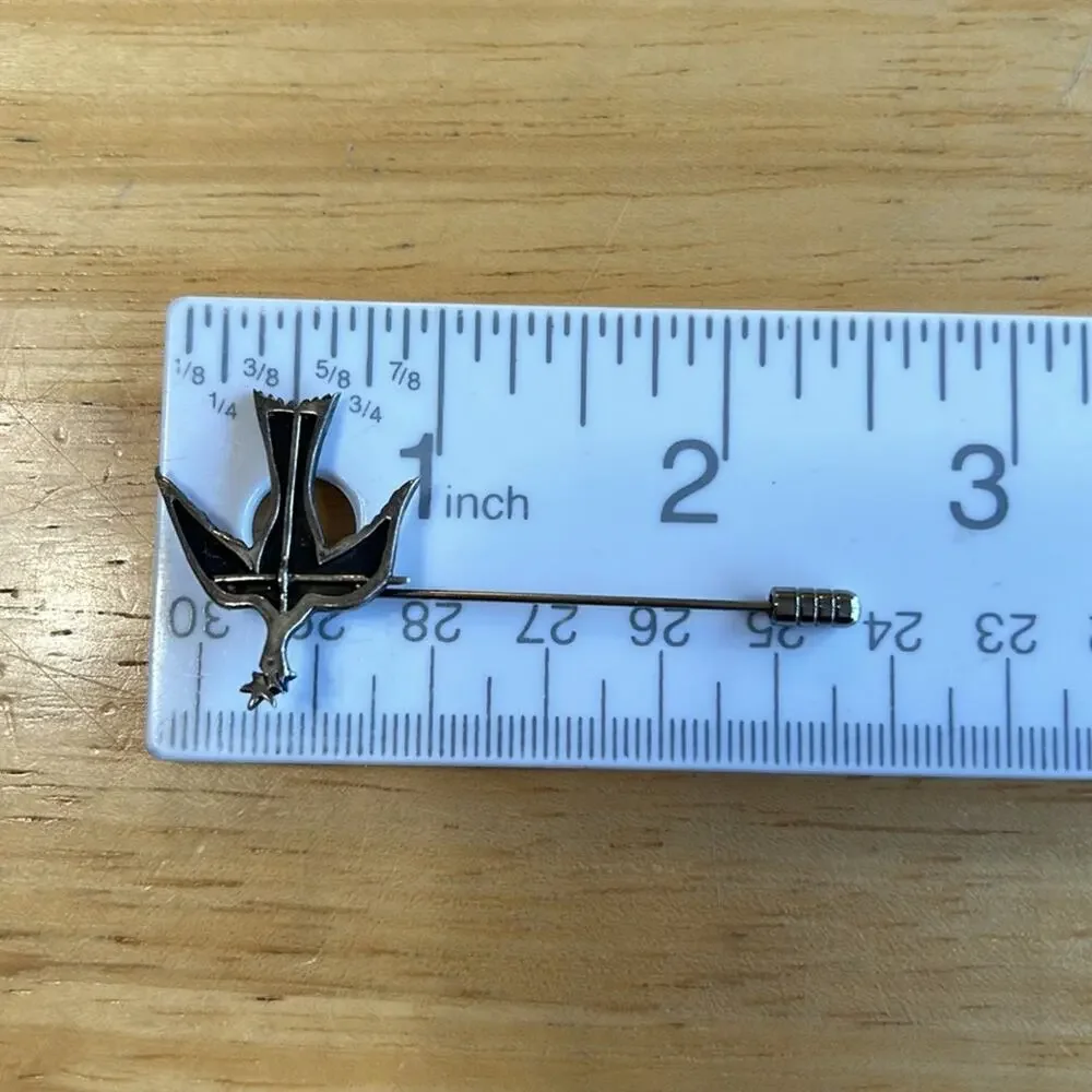H&H Sterling Stick Pin Dove Bird Cross #C35 Cross 925 Sterling Silver